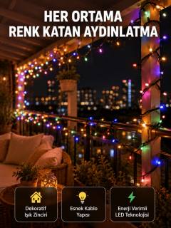 5 Metre Şeffaf Kablo LED Peri Işığı 50 Ampullü Dekoratif Led Yeni Nesil