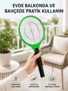 Pil ile Çalışan Elektronik Sinek Öldürücü – Çocuk ve Evcil Hayvan Dostu Tasarım