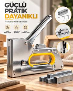 Güçlü Metal Gövdeli Manuel Zımba Tabancası No.13 4-6-8 mm Döşeme Kumaş Ahşap Sabitleme