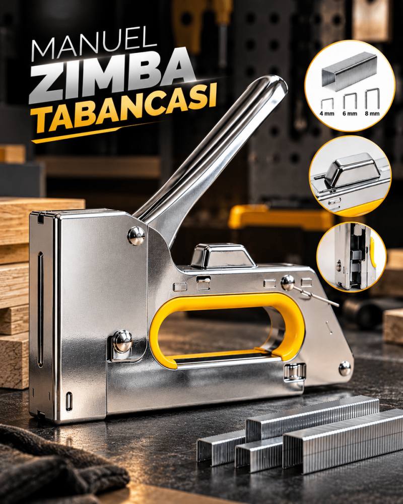 4-6-8 mm Uyumlu Manuel Zımba Tabancası No.13 Güçlü Metal Gövdeli El Tipi Zımba Makinesi