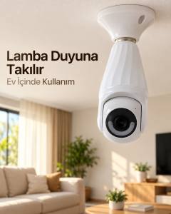 Ev ve Ofis İçin Telefondan Canlı İzlenebilen Duy Tipi Güvenlik Kamerası