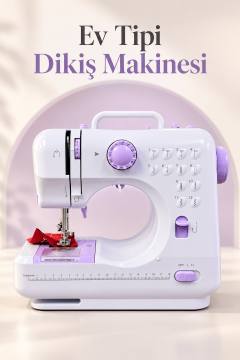 Ayak Pedallı Dikiş Makinesi Beyaz Lila Mini Tasarım