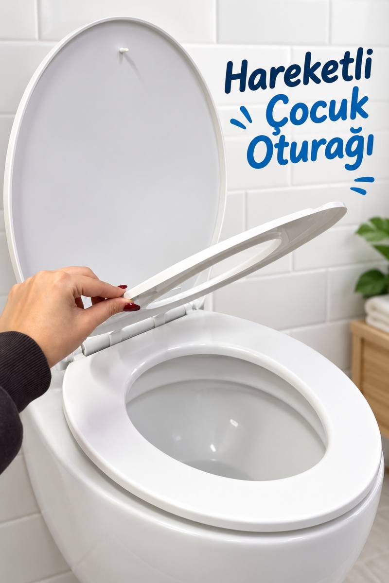 Çocuk Adaptörlü Beyaz Klozet Kapağı Aile Tipi