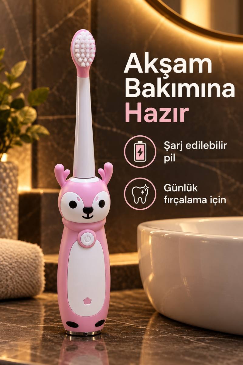 Şarjlı Diş Fırçası Pembe Gövdeli Yedek Başlıklı