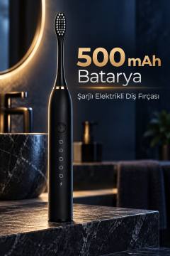 Siyah Şarjlı Elektrikli Diş Fırçası 6 Modlu