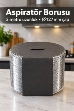 3 Metre Uzunluğunda Gümüş Renkli Telli Aspiratör Borusu