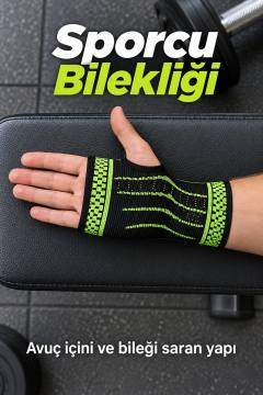 Örgü Dokulu El Bilek Desteği Siyah Yeşil Tasarım