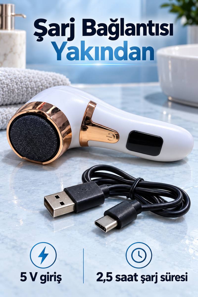 Üç Yedek Diskli Şarjlı Elektrikli Ayak Törpüsü