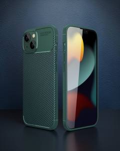iPhone 14 Kılıf Auto Focus Karbon Kapak - Koyu Yeşil