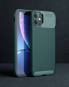 iPhone 11 Kılıf Auto Focus Karbon Kapak - Koyu Yeşil