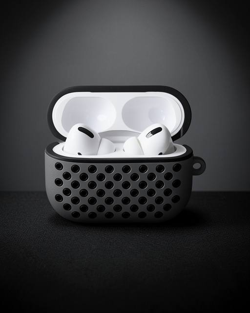Apple Airpods Pro 2 (2.nesil) Spor Delikli Kılıf - Gri-siyah