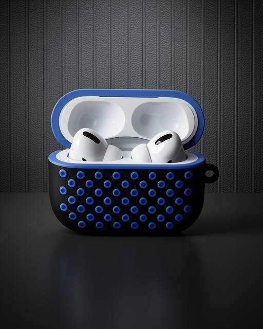 Apple Airpods Pro 2 (2.nesil) Spor Delikli Kılıf - Siyah-mavi