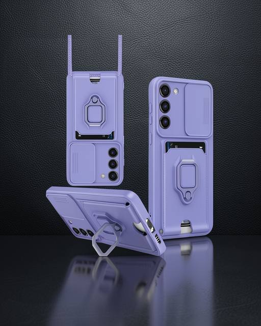 Samsung Galaxy S24 Plus Kılıf Zuma Kartvizitli Yüzüklü Silikon - Lila