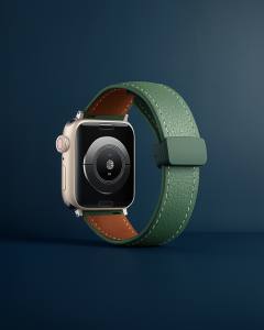 Apple Watch 38mm Kr414 Daks Deri Kordon (saat Değildir) - Koyu Yeşil