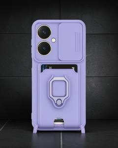 Vivo Y27 Kılıf Zuma Kartvizitli Yüzüklü Silikon - Lila
