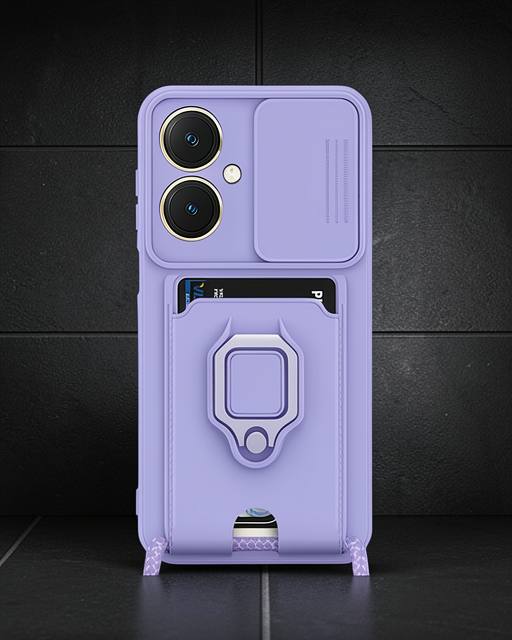 Vivo Y27 Kılıf Zuma Kartvizitli Yüzüklü Silikon - Lila