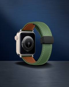 Apple Watch 42mm Kr414 Daks Deri Kordon (saat Değildir) - Koyu Yeşil