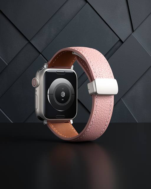 Apple Watch 42mm Kr414 Daks Deri Kordon (saat Değildir) - Pembe
