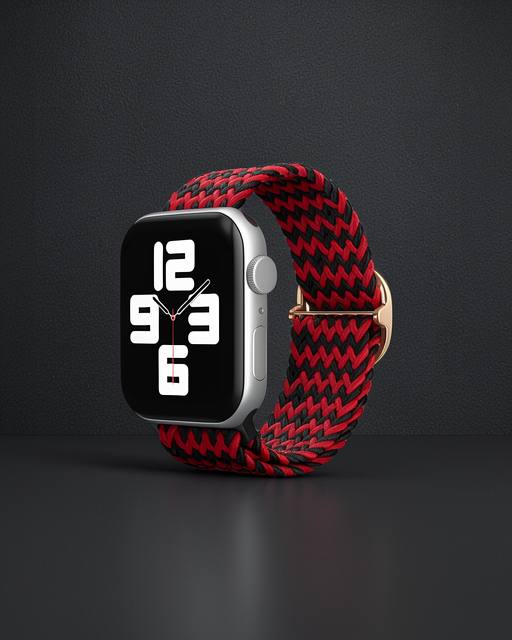 Apple Watch 38mm Kordon - Zigzag Kırmızı - Siyah