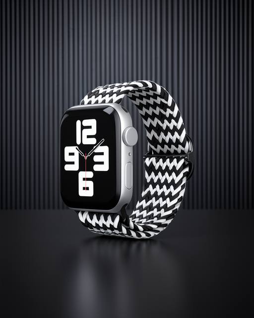 Apple Watch 38mm Kordon - Zigzag Siyah-beyaz