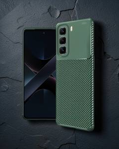İnfinix Hot 50 4G Kılıf Auto Focus Karbon Kapak - Koyu Yeşil