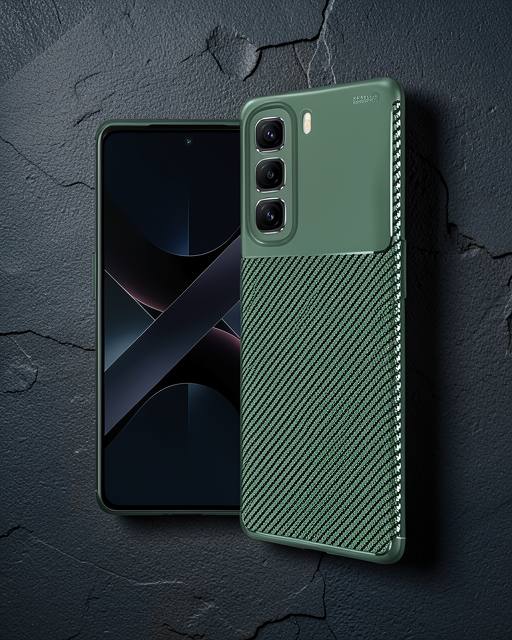 İnfinix Hot 50 4G Kılıf Auto Focus Karbon Kapak - Koyu Yeşil