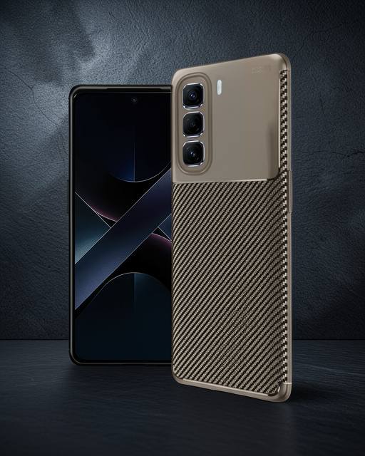 İnfinix Hot 50 4G Kılıf Auto Focus Karbon Kapak - Kahverengi