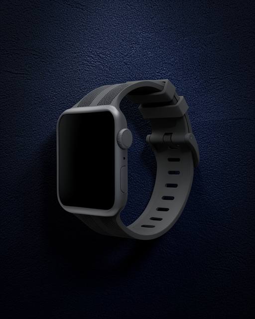 Apple Watch 38mm Kr408 Çizgili Silikon Kordon - Siyah