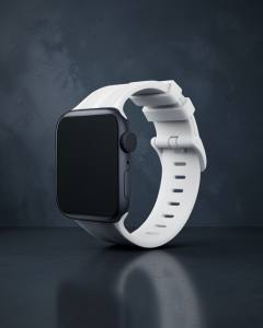 Apple Watch 38mm Kr408 Çizgili Silikon Kordon - Beyaz