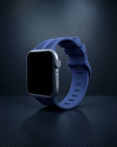 Apple Watch 38mm Kr408 Çizgili Silikon Kordon - Lacivert