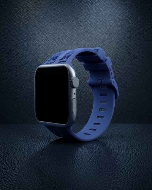 Apple Watch 38mm Kr408 Çizgili Silikon Kordon - Lacivert