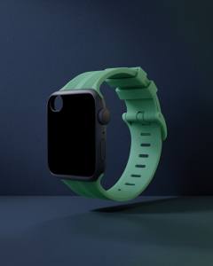 Apple Watch 38mm - Kr408 Çizgili Silikon Kordon - Yeşil