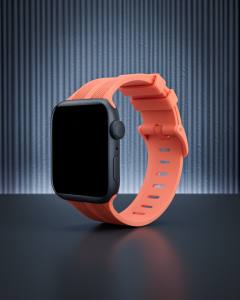 Apple Watch 38mm Kr408 Çizgili Silikon Kordon - Turuncu