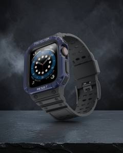 Apple Watch 42mm Kr401 Silikon Kordon - Siyah Mavi