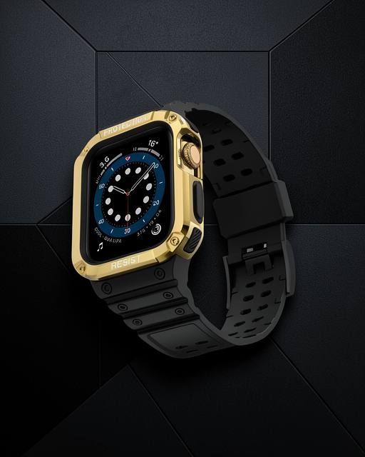 Apple Watch 42mm Kr401 Silikon Kordon - Siyah-gold