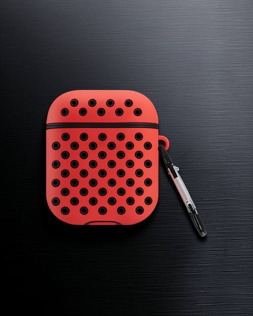 Apple Airpods 2 (2.nesil) Spor Delikli Kılıf - Kırmızı-siyah