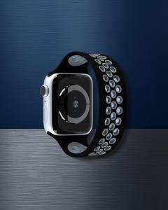 Apple Watch 42mm Ayarlı Delikli Silikon Kordon - Siyah Gri