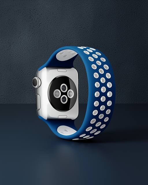 Apple Watch 42mm Ayarlı Delikli Silikon Kordon - Lacivert Beyaz