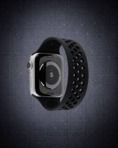 Apple Watch 42mm Ayarlı Delikli Silikon Kordon - Siyah-siyah