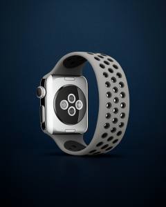 Apple Watch 42mm Ayarlı Delikli Silikon Kordon - Gri Siyah