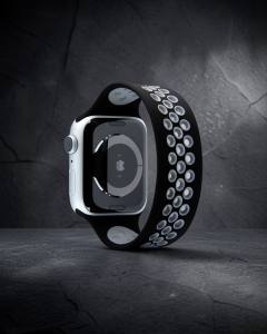 Apple Watch 38mm Ayarlı Delikli Silikon Kordon - Siyah Gri