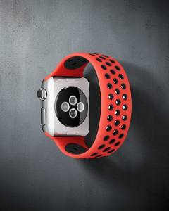 Apple Watch 38mm Ayarlı Delikli Silikon Kordon - Kırmızı Siyah