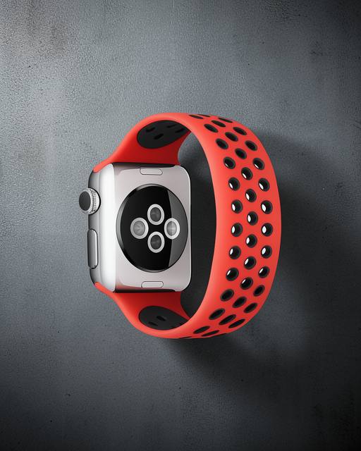 Apple Watch 38mm Ayarlı Delikli Silikon Kordon - Kırmızı Siyah