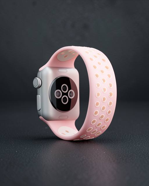 Apple Watch 38mm Ayarlı Delikli Silikon Kordon - Pembe Beyaz