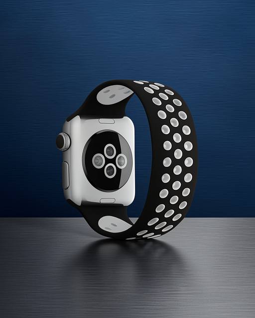 Apple Watch 38mm Ayarlı Delikli Silikon Kordon - Siyah Beyaz