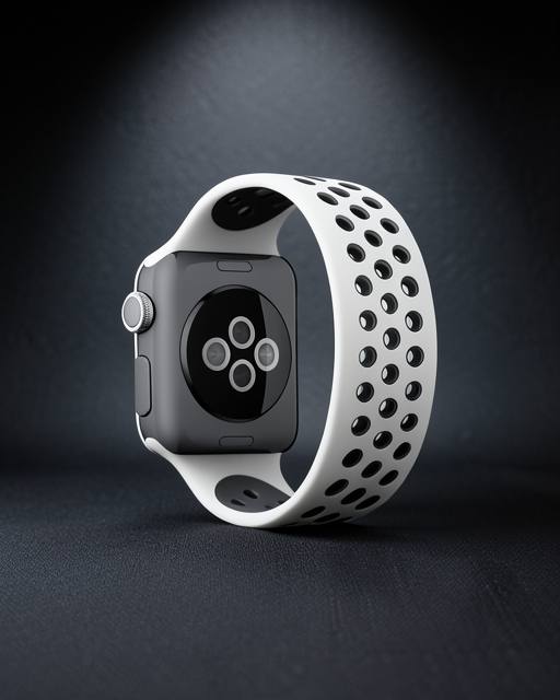Apple Watch 38mm Ayarlı Delikli Silikon Kordon - Beyaz Siyah