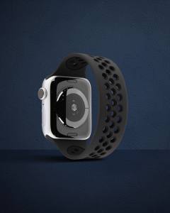 Apple Watch 38mm Ayarlı Delikli Silikon Kordon - Siyah-siyah