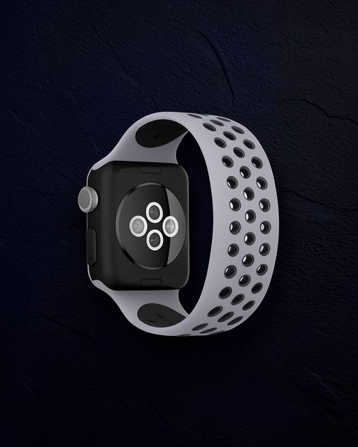 Apple Watch 38mm Ayarlı Delikli Silikon Kordon - Gri Siyah