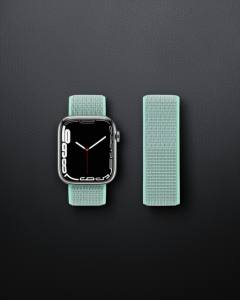Apple Watch 42mm Hasırlı Cırtcırtlı Kordon - Turkuaz
