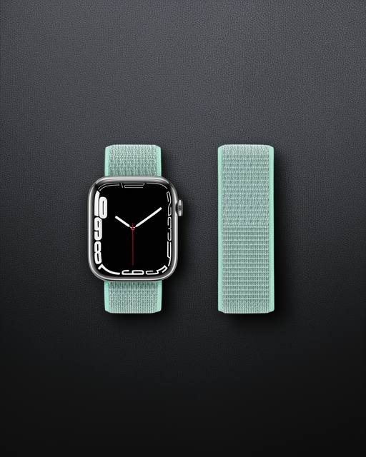Apple Watch 42mm Hasırlı Cırtcırtlı Kordon - Turkuaz
